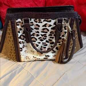 Brahmin Ardel calf hair leopard tan capella Satchel